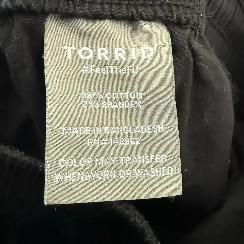 Torrid Poplin Yacht Shorts Womens 2 Black High Rise Pull-On Drawstring Elastic